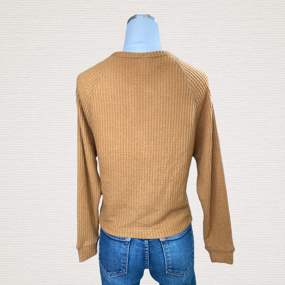 Abound Waffle Knit Long Sleeve Henley in Tan Dale - Picture 5 of 7